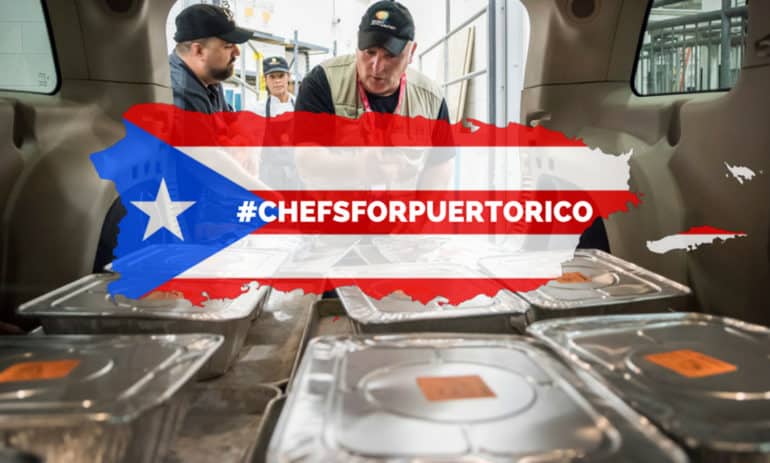 名厨何塞•安德烈斯是当地波多黎各厨师一起工作来养活5000多波多黎各人每天在飓风之后,玛丽亚。